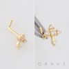 MULTI CZ CROSS CRUCIFIX  316L SURGICAL STEEL L-SHAPE NOSE RING